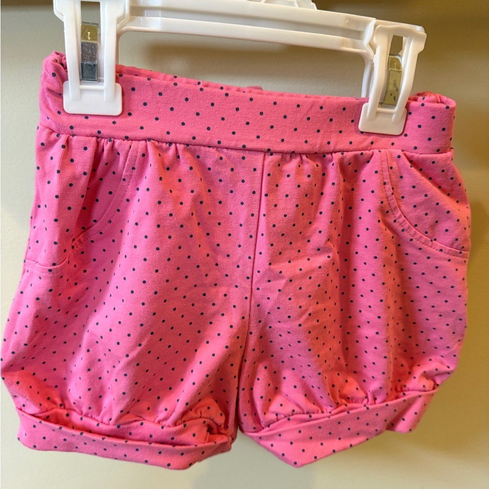 Toddler Girls Pink Polka Dot Bubble Shorts